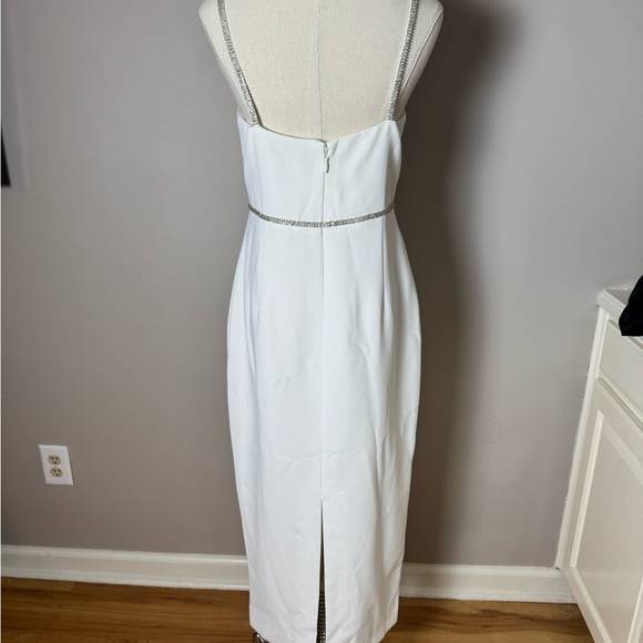 Self-Portrait White Bonded Crepe Midi Dress – Size 6 - Picture 2 of 10